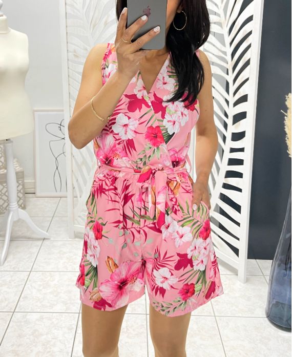 FLORAL SHORTSUIT PE1275 ROZE