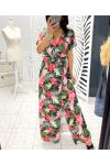 TROPICAL LONG DRESS WITH SLIT PE1283 BLACK