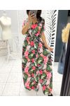 TROPICAL LONG DRESS WITH SLIT PE1283 BLACK