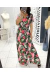 TROPICAL LONG DRESS WITH SLIT PE1283 BLACK