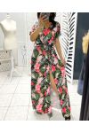 TROPICAL LONG DRESS WITH SLIT PE1283 BLACK