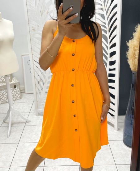 STRAPLESS DRESS WITH BUTTONS PE2000 ORANGE