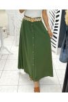 LONG SKIRT WITH BUTTONS + BELT PE2040 MILITARY GREEN