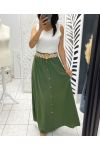 LONG SKIRT WITH BUTTONS + BELT PE2040 MILITARY GREEN