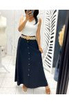 LONG SKIRT WITH BUTTONS + BELT PE2040 BLACK