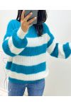 ZACHTE PULLOVER STRIPE AH11 OLIE BLAUW