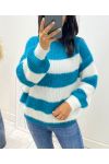 ZACHTE PULLOVER STRIPE AH11 OLIE BLAUW