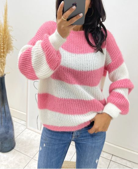 MORBIDO MAGLIONE STRIPE AH11 ROSA