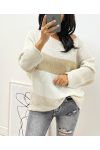 SWETER LUREX AH02 BEŻOWY