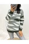 GREEN AH21 GEOMETRY PATTERN PULLOVER