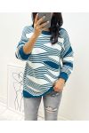 GEOMETRIC PATTERN PULLOVER AH21 OIL BLUE