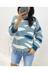 PULLOVER MIT GEOMETRISCHEM MUSTER AH21 ÖLBLAU