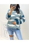 GEOMETRIC PATTERN PULLOVER AH21 OIL BLUE