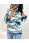 GEOMETRIC PATTERN PULLOVER AH21 OIL BLUE