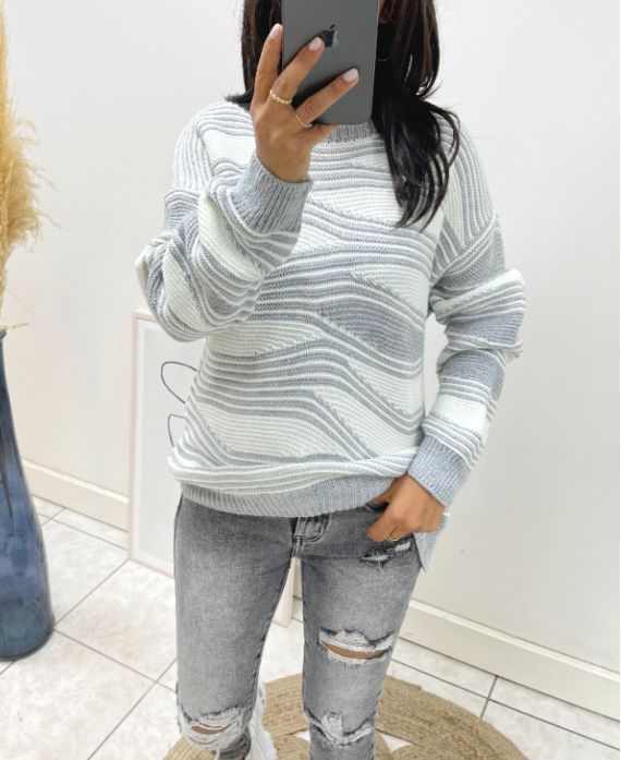 PULLOVER GEOMETRIC PATTERN AH21 GREY