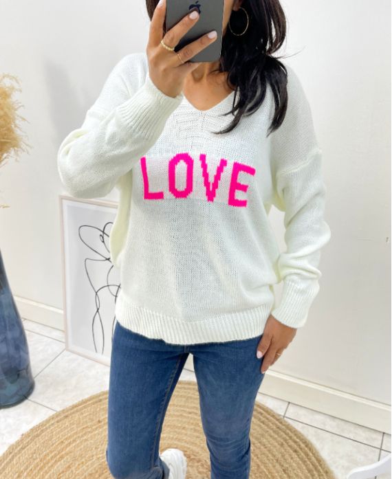 PULLOVER LAINE LOVE AH65 BLANC