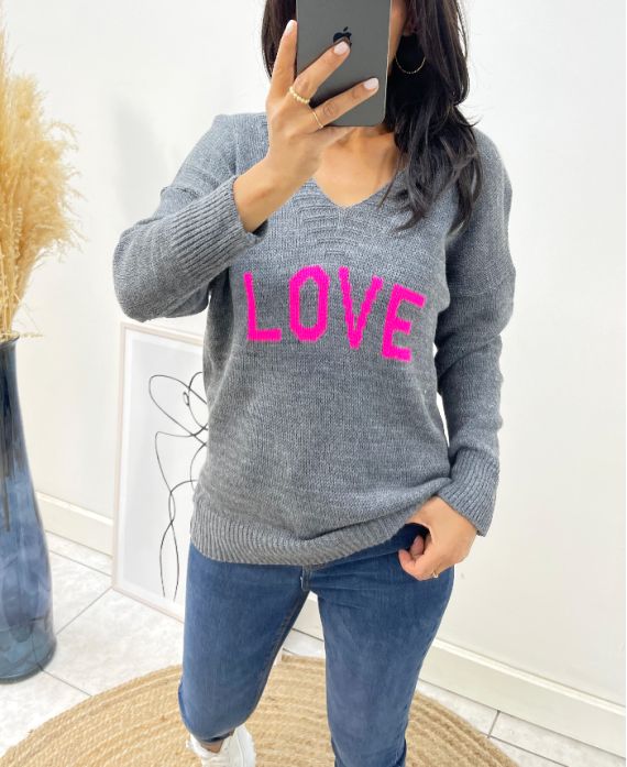 MAGLIA IN LANA LOVE AH65 GRIGIO