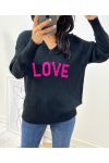 SWETER WEŁNIANY LOVE AH65 CZARNY