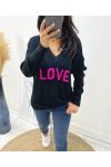 SWETER WEŁNIANY LOVE AH65 CZARNY