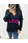 SWETER WEŁNIANY LOVE AH65 CZARNY