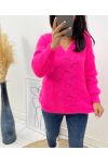 PULLOVER DOUX AJOURE AH62 FUSHIA