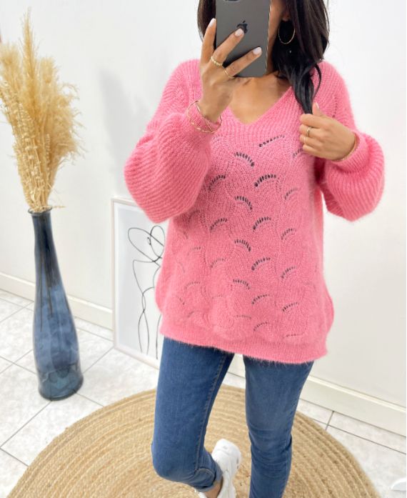 SOFT OPENWORK SWEATER AH62 PINK