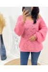 PULLOVER DOUX AJOURE AH62 ROSE