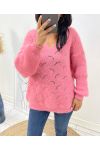 PULLOVER DOUX AJOURE AH62 ROSE