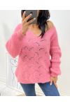 PULLOVER DOUX AJOURE AH62 ROSE