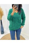 PULLOVER DOUX AJOURE AH62 VERT EMERAUDE