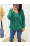 PULLOVER DOUX AJOURE AH62 VERT EMERAUDE