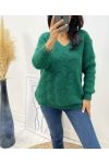 PULLOVER DOUX AJOURE AH62 VERT EMERAUDE