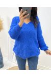 PULLOVER DOUX AJOURE AH62 BLEU ROYAL