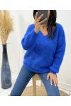 PULLOVER DOUX AJOURE AH62 BLEU ROYAL