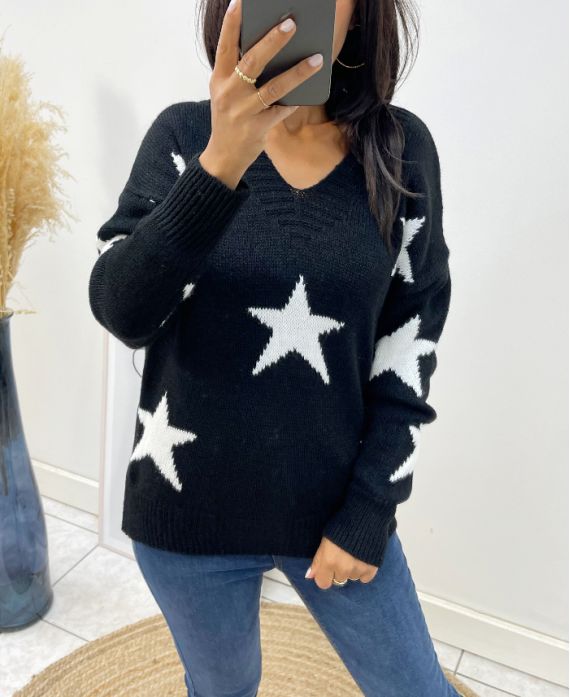 WOLLPULLOVER STAR AH90 SCHWARZ