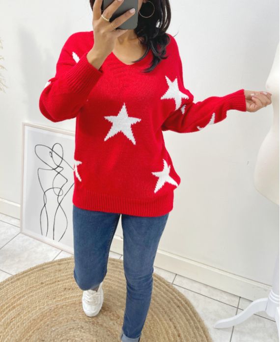 WOLLPULLOVER STAR AH90 ROT