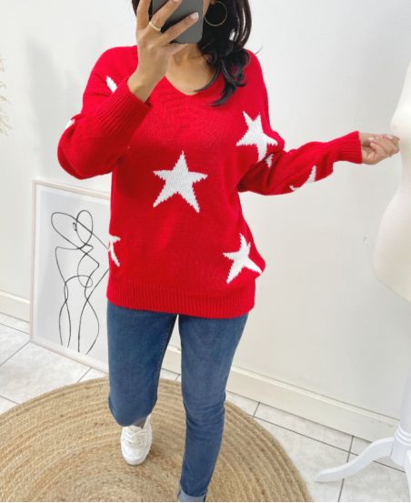 WOLLPULLOVER STAR AH90 ROT