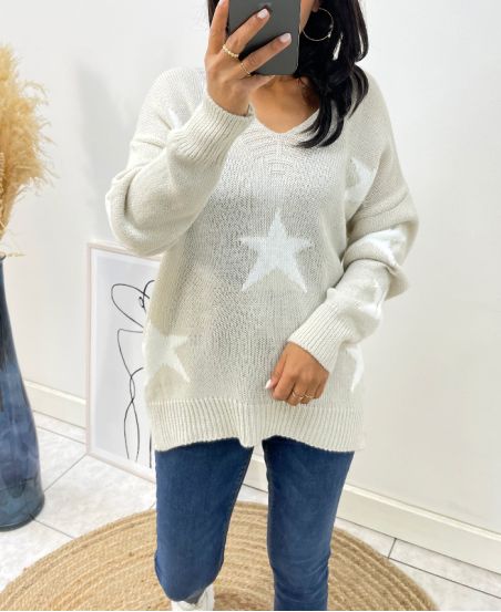 WOOL SWEATER STAR AH90 BEIGE