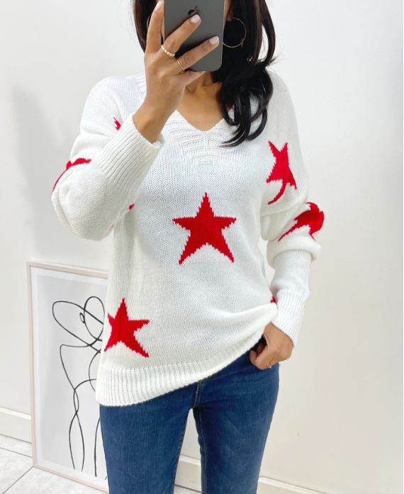 WOLLPULLOVER STAR AH90 WEISS