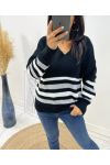 PULLOVER IN LANA AH68 STRIPES NERO