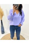 FLIESSENDE BLUSE MIT FRANOUS-ÄRMELN AH1422 LILA