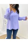 FLIESSENDE BLUSE MIT FRANOUS-ÄRMELN AH1422 LILA