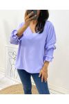 FLIESSENDE BLUSE MIT FRANOUS-ÄRMELN AH1422 LILA