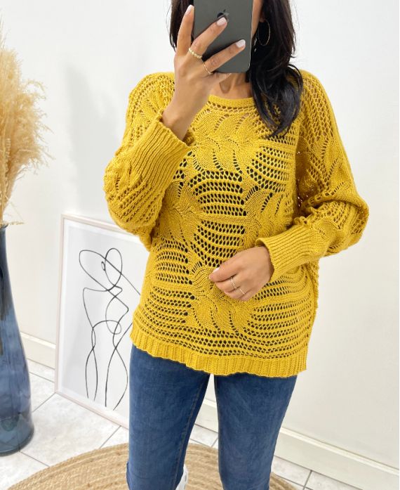 SWEATER OPENWORK AH133 MUSTARD