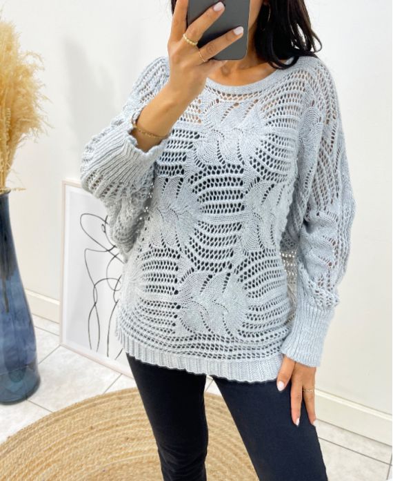 OPENWORK SWEATER AH133 LIGHT GREY