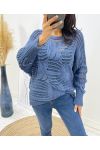 DURCHBROCHENER PULLOVER AH133 BLAU