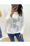 PULLOVER AJOURE AH133 BLANC