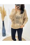 DURCHBROCHENER PULLOVER AH133 BEIGE