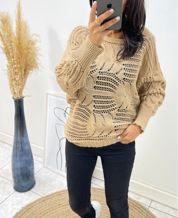 OPENWORK SWEATER AH133 BEIGE