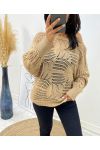 DURCHBROCHENER PULLOVER AH133 BEIGE